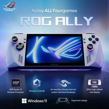 Original ASUS ROG Ally 7 INCH 120Hz FHD IPS Handheld Game Console AMD Ryzen Z1 Extreme Video Gaming Retro Console 512GB win 11