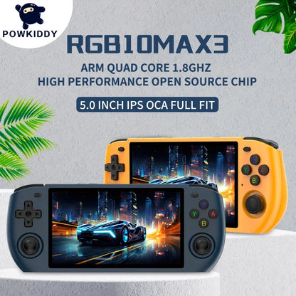 New POWKIDDY RGB10 MAX3 5.0 Inch 1280*720 Ips Screen Retro Video Handheld Game Console Open Source Linux Jelos Children's Gifts