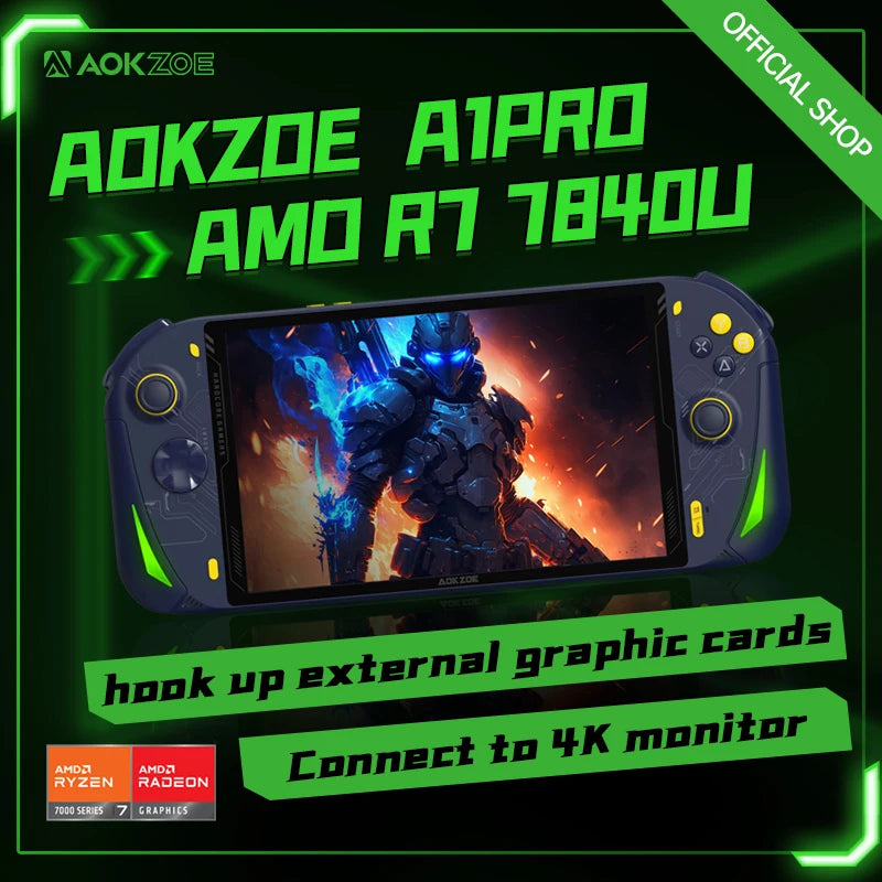 AOKZOE A1 Pro 8" Handheld Game Console Laptop AMD Ryzen 7 7840U  Mini PC  LPDDR5X  WiFi6 Touch Screen Notebook