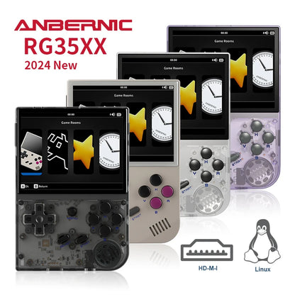 ANBERNIC 2024 New RG35XX Retro Handheld Game Console 3.5'' IPS Screen 2600mAh HDM-I TV Output Linux Portable Pocket Video Player